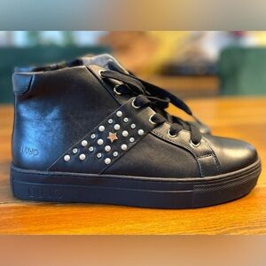 Liu Jo | Alicia Leather Stud & Rhinestone Sneaker | Women’s 8